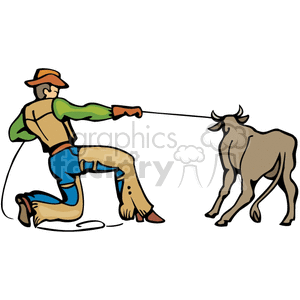 Rodeo Cowboy Tie-Down Roping