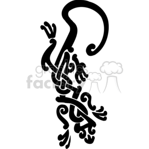 This image features a stylized tribal art design of a lizard. The lizard is depicted in a silhouette with swirling and intricate patterns characteristic of tribal art. The design is black on a white background and appears to be suitable for vinyl cutting, making it ideal for various applications such as decals, stickers, or decorative elements.
