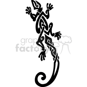 This image features a stylized black tribal design of a lizard. The lizard is depicted with decorative curves and shapes, often associated with tribal art, and is designed in a way that would make it suitable for vinyl cutting or similar applications.
