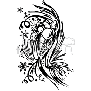 This clipart image features a festive Christmas-themed design with ornamental elements, including snowflakes, swirls, and abstract decorations, suitable for vinyl cutting.