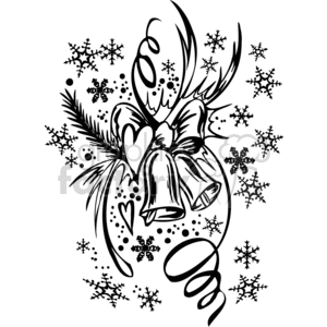 A festive Christmas clipart featuring decorative elements such as bells, ribbons, hearts, and snowflakes, ideal for holiday designs and vinyl cutting.