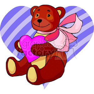Teddy bear holding a pink heart