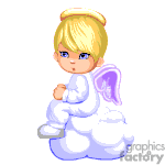 Animated little angel boy sitting on a cloud