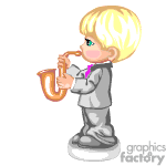 Cartoon Child Playing Saxophone