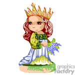  The clipart image depicts a stylized drawing of a queen or a princess. She has red hair, and she