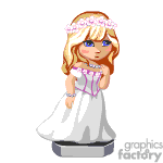   The clipart image displays a cartoon-style depiction of a bride. She has blue eyes and blonde hair adorned with a pink flower crown. She