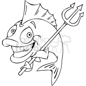 Smiling fish holding a trident