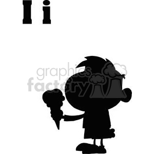 Funny Character with Ice Cream Silhouette