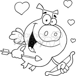   A Giddy Cupid Pig Flying With Hearts 