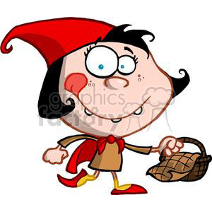   The clipart image depicts a caricature of a little girl character inspired by Little Red Riding Hood. She