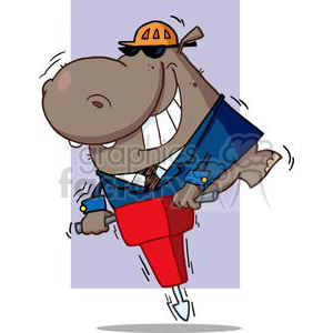   Hippo in Blue Business Suit uses Jackhammer 