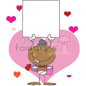 Stick African American Cupid with Banner