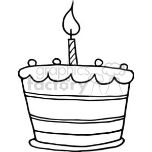 Black And White Birthday Cake With One Candle Clipart At Graphics Factory