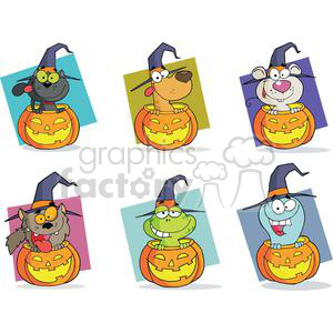   Cartoon Halloween Characters Set 