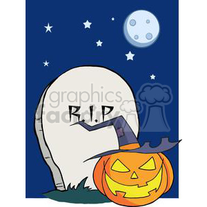 Cartoon R I P Gravestone Pumpkin