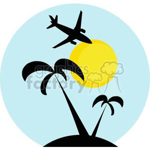 Tropical Vacation Concept with Airplane and Palm Trees