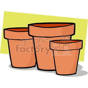 Clipart image of three stacked orange clay flower pots.