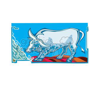 Clipart illustration of a bull, representing the Taurus zodiac sign, set against a colorful and artistic background.