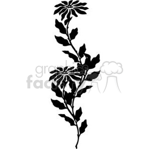 A black silhouette of a floral design featuring stylized flowers and leaves.