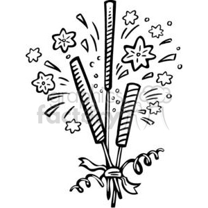 Festive clipart image depicting Christmas decorations with an arrangement of sparklers, star-shaped ornaments, and ribbons.