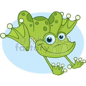 Cartoon-Happy-Hopping-Frog-with-blue-background