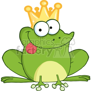   The image is a clipart graphic of a cartoon frog that looks happy and funny. It
