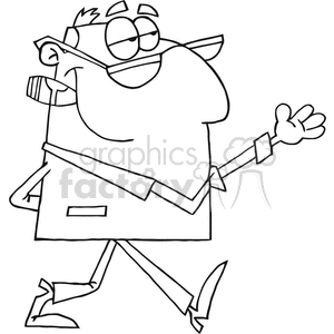 Cartoon-Happy-Businessman-Shows-BW