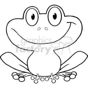 The clipart image features a cartoon-style drawing of a smiling frog. The frog is drawn in a simple, stylized manner with exaggerated, large eyes and a wide, friendly grin.