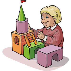 Cartoon boy building a castle