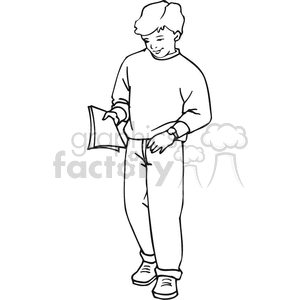 boy walking clipart black and white