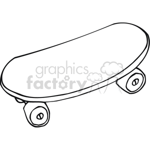 Black and white outline of a skateboard 