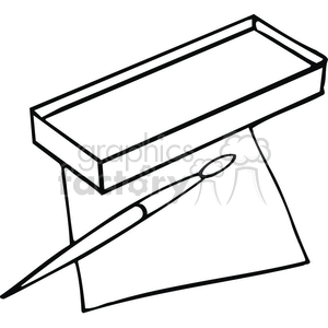 Educational Supplies Outline: Paintbrush and Box