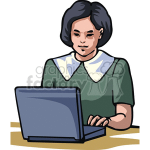 Cartoon student typing on a laptop