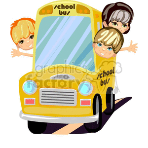 Children Excitedly Riding a School Bus