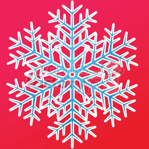 A decorative blue snowflake on a red background, suitable for Christmas and winter holiday designs.