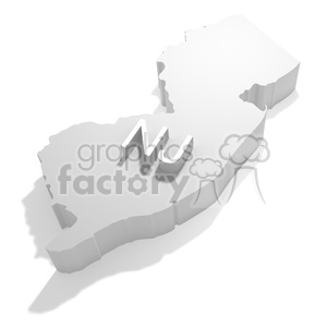 3D rendering of the state of New Jersey with 'NJ' letters.