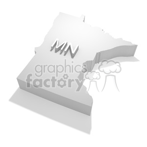 3D representation of the state of Minnesota in the USA with 'MN' written on it.