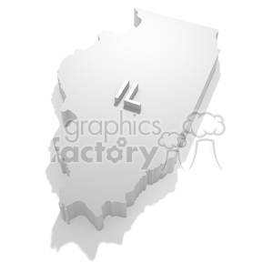 3D illustration of the state of Illinois with 'IL' letters on top.