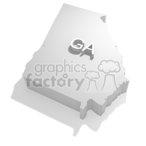 3D rendered map illustration of the state of Georgia in the United States with the abbreviation 'GA' on it.