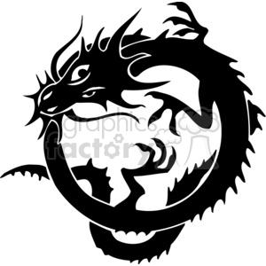 The image features a stylized depiction of a Chinese dragon in a black and white design, suitable for use as vinyl-ready artwork or as inspiration for a tattoo. The dragon appears fierce with its head in profile, showcasing prominent teeth, scales, and whisker-like tendrils.