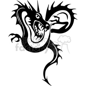 The image features a stylized depiction of a Chinese dragon in a black and white contrast, designed in a way suitable for vinyl applications or use as a tattoo design. The dragon appears ferocious with an open mouth and sharp features, showcasing the traditional elements of Chinese dragon lore interpreted in a modern, graphic style.