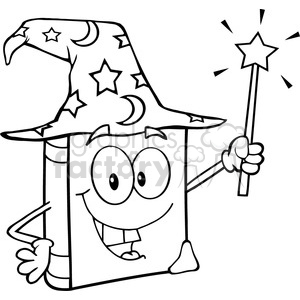 Royalty-Free-RF-Copyright-Safe-Wizard-Book-Cartoon-Character-Holding-A-Magic-Wand
