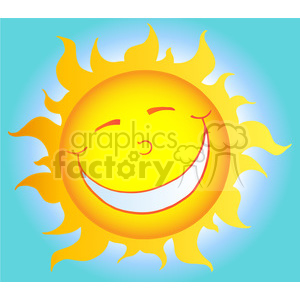 129012 RF Clipart Illustration Happy Smiling Sun Cartoon Character