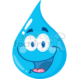 12855 RF Clipart Illustration Happy Water Drop Cartoon Character