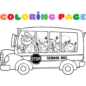 5054-Clipart-Illustration-of-Colornig-Page-School-BusWith-Happy-Children