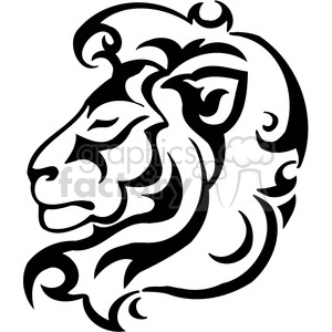 The clipart image features a black and white, stylized outline of a lion's head. The design is simplified and bold, suitable for use as a vinyl cutout, logo, or tattoo due to its clean and clear lines.
