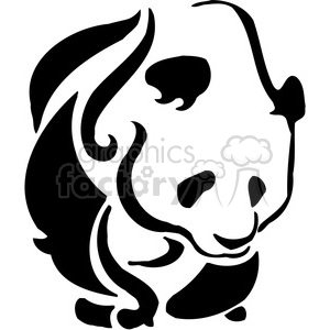 The image is a stylized, black and white vector illustration of a panda bear. It features a simplified and artistic rendition of the animal, emphasizing its distinctive patches around the eyes, ears, and body. The design appears to be suitable for vinyl cutting or tattoo art due to its clean, bold lines and vinyl-ready format.