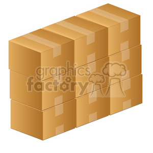 A clipart image of a stack of cardboard boxes arranged in a 3x3 grid.