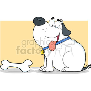 Happy Cartoon Dog with Bone