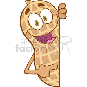 Peanut Cartoon Mascot Character Looking Around A Blank Sign